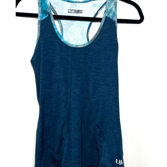 Lija Womens Cross Training Tank Blue Heather Watercolor Racerback Size Small - Picture 1 of 6